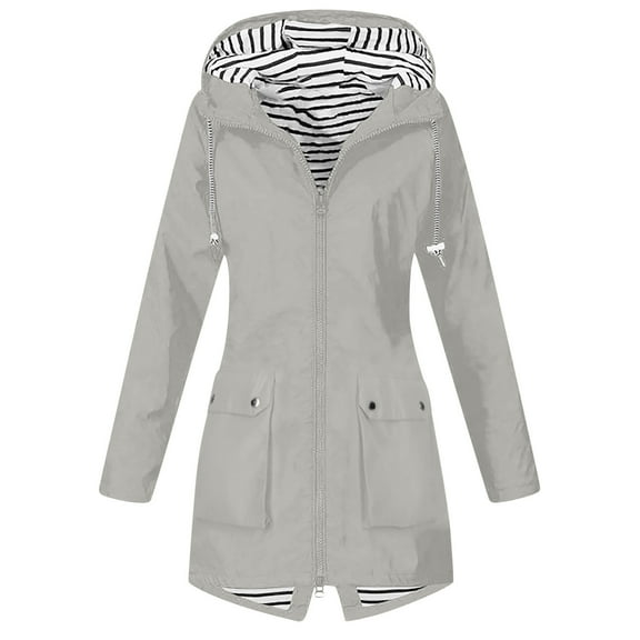 Akafmk Plus Size Womens Rain Jackets,Women Waterproof with Hood Lightweight Raincoat,Solid Color Rain Jacket Outdoor Hooded Windproof Loose with Pocket Coat Loose Outdoor Windbreaker Hiking Jackets