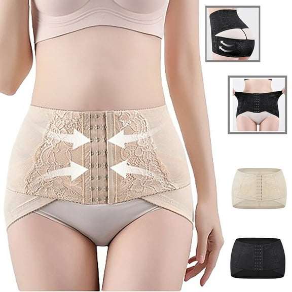 Akafmk Plus Size Womens Shapewear Underwear High Waisted Briefs Powerful Abdominal with Waist Cinching Shaping Postpartum Hip Correction Pelvic Belt Comfortable Breathable Underwear Panties