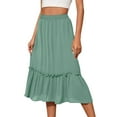 thumbnail image 1 of Akafmk Plus Size Womens Skirts,Long Skirts for Women Maxi Boho Skirt,Solid Color Elastic High Waist Tiered Skirts Loose Fitting Vacation Beach Long Skirts, 1 of 5