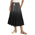 thumbnail image 1 of Akafmk Plus Size Womens Skirts,Long Skirts for Women Maxi Boho Skirt,Solid Color High Waisted Drawstring Ruffle Skirts Loose Fitting Vacation Beach Long Skirts, 1 of 5