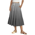thumbnail image 1 of Akafmk Plus Size Womens Skirts,Long Skirts for Women Maxi Boho Skirt,Solid Color High Waisted Drawstring Ruffle Skirts Loose Fitting Vacation Beach Long Skirts, 1 of 5
