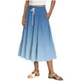 thumbnail image 1 of Akafmk Plus Size Womens Skirts,Long Skirts for Women Maxi Boho Skirt,Solid Color High Waisted Drawstring Ruffle Skirts Loose Fitting Vacation Beach Long Skirts, 1 of 5