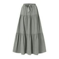 thumbnail image 1 of Akafmk Plus Size Womens Skirts,Long Skirts for Women Maxi Boho Skirt,Solid Color High Waisted Tiered Skirts Loose Fitting Vacation Beach Long Skirts, 1 of 5