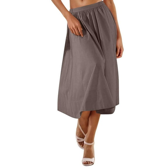 Akafmk Plus Size Womens Skirts,Summer Womens Casual Skirts,Solid Color High Waisted A-Line Skirts Loose Fitting Vacation Beach Long Skirts