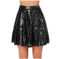thumbnail image 1 of Akafmk Plus Size Womens Skirts,Summer Womens Casual Skirts,Solid Color High Waisted A-Line Skirts Sequin Dance Skirts Mini Skirts, 1 of 5