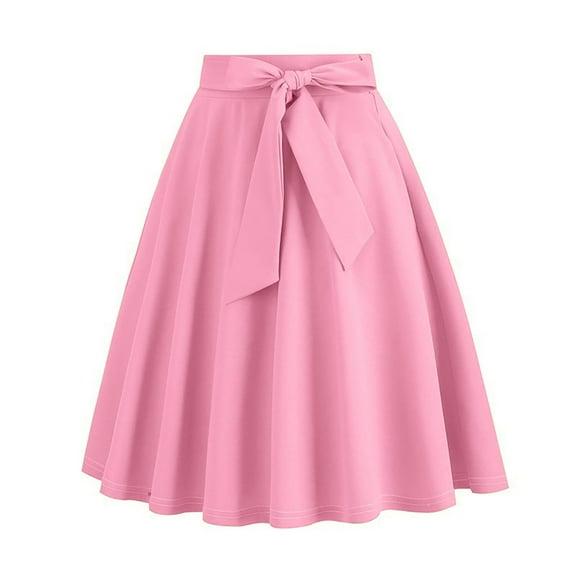 Akafmk Plus Size Womens Skirts,Summer Womens Casual Skirts,Solid Color High Waisted Pleated Skirts Dance Skirts Knee Length Skirts