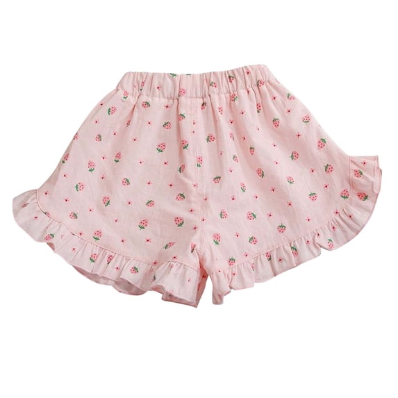 Akafmk Print Shorts,Summer Thin Elastic Waist Bottoms with Pockets,Cute Casual Outdoor Play Pants (Toddler Girl's or Girl's)
