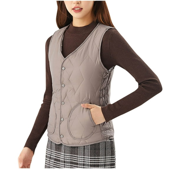 Akafmk Puffer Vests for Women,Sleeveless Winter Warm Jacket Coats,Women's Solid Color Down and Thick Warm Short Sleeveless Parkas Coats Vests for Fall and Winter