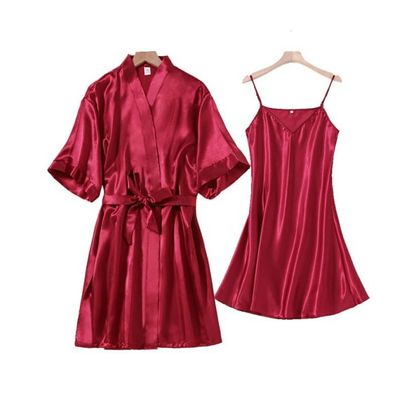 Akafmk Silk Robes for Women Plus Size,Women Silk Satin Pajamas Set 2pcs,New Women Satin Teddy Nightdress Underwear