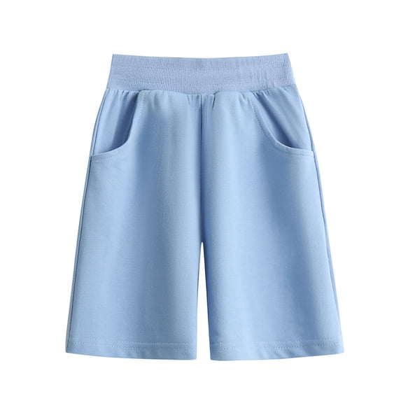 Akafmk Solid Color Athletic Shorts,Summer Elastic Waist Casual Bottoms with Pockets (Toddler Boy's or Boy's),Sizes 2-11 Years