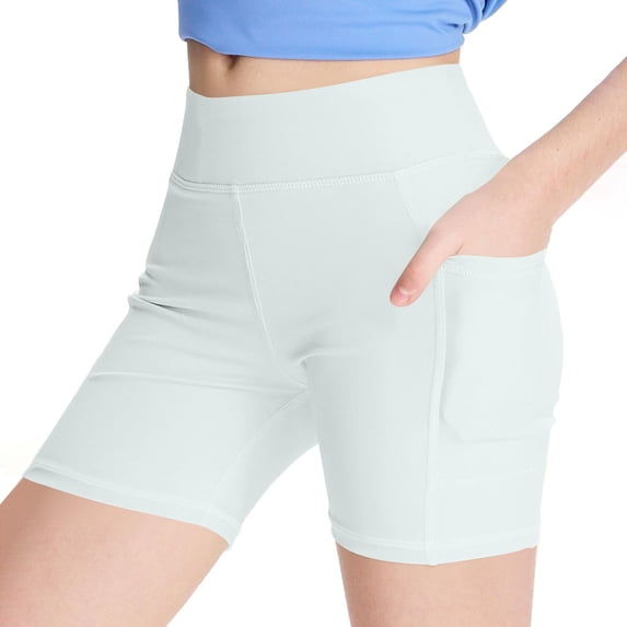 Akafmk Stretch Biker Shorts,Summer Thin Shorts with Pockets,Comfortable Casual Leggings (Toddler Girl's or Girl's),Sizes 4-15 Years