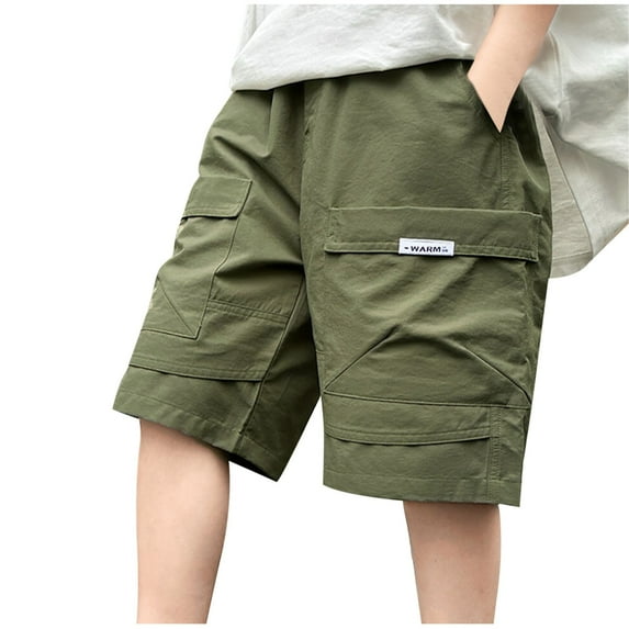 Akafmk Summer Cargo Capris Shorts,Comfortable Casual Athletic Bottoms (Toddler Boy's or Boy's),Sizes 5-16 Years