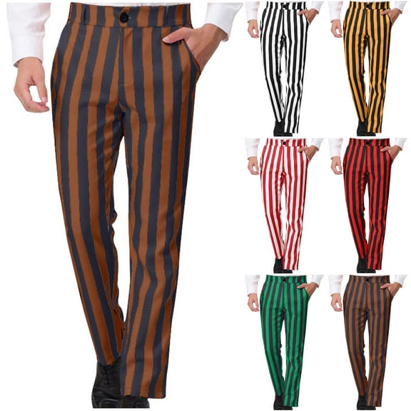 Akafmk Summer Dress Pants for Men Business Large Size Loose Fitting Straight Leg Work Pants Straight-Leg Flat Front Suit Trousers Brown 2XL