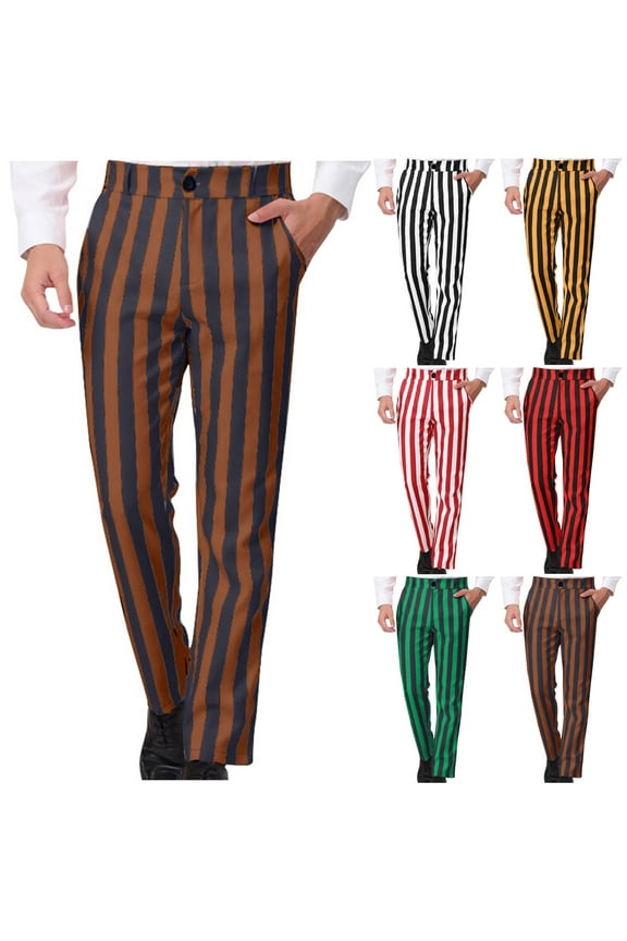 Summer Dress Pants for Men Business Large Size Loose Fitting Straight Leg Work Pants Straight-Leg Flat Front Suit Trousers Brown 2XL