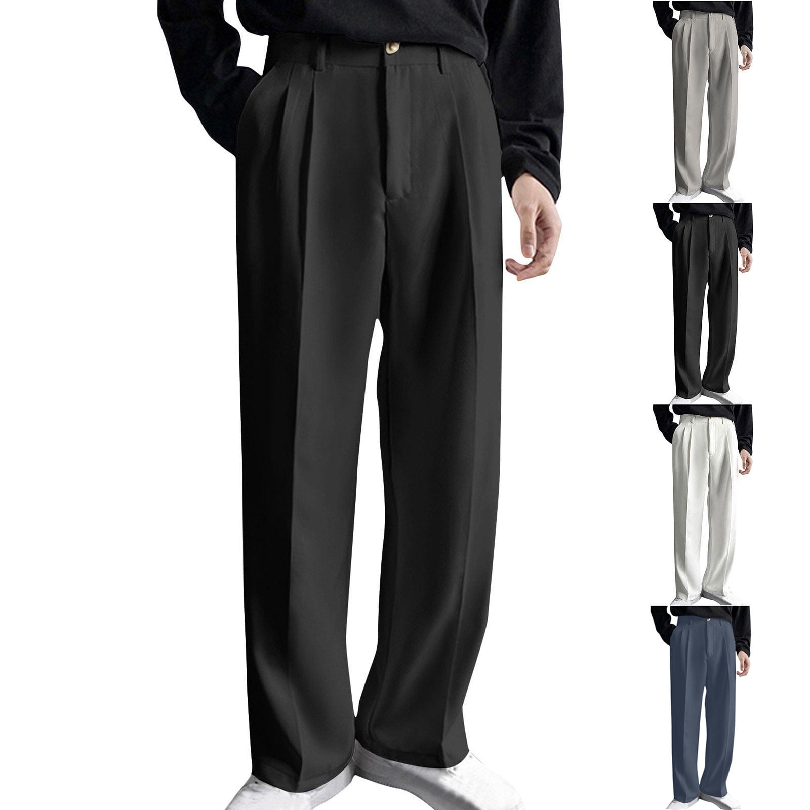 Akafmk Summer Dress Pants for Men Business Large Size Loose Fitting Straight Leg Work Pants Straight-Leg Flat Front Suit Trousers Gray 4XL Akafmk Summer Dress Pants for Men Business Large Size Loose Fitting Straight Leg Work Pants Straight-Leg Flat Front Suit Trousers Gray 4XL