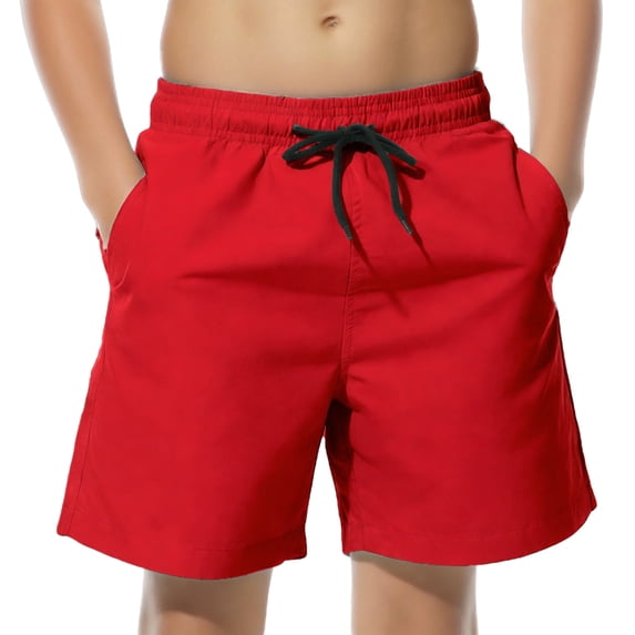 Akafmk Summer Lined Swim Trunks,Elastic Waist Beach Shorts for Water and Casual Wear (Toddler Boy's or Boy's),Sizes 6-14 Years
