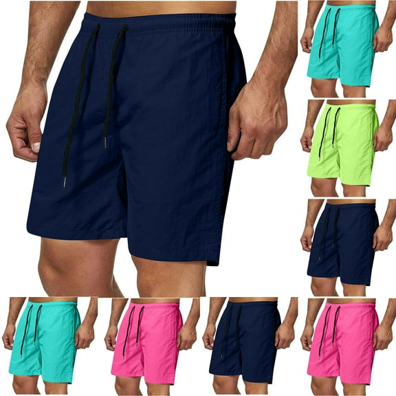 Akafmk Summer Men Casual Shorts Plus Size Swim Trunks Loose Fitting Quick Dry Lightweight Running Shorts Print Swimwear Beach Shorts, Sizes M-4XL