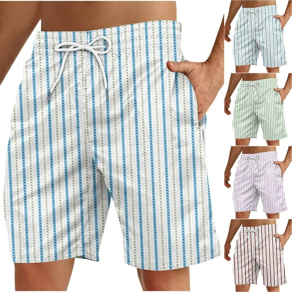 Akafmk Summer Men Casual Shorts Plus Size Swim Trunks Loose Fitting Quick Dry Lightweight Running Shorts Print Swimwear Beach Shorts, Sizes S-5XL