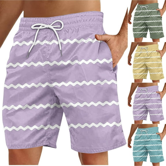 Akafmk Summer Men Casual Shorts Plus Size Swim Trunks Loose Fitting Quick Dry Lightweight Running Shorts Print Swimwear Beach Shorts, Sizes S-5XL