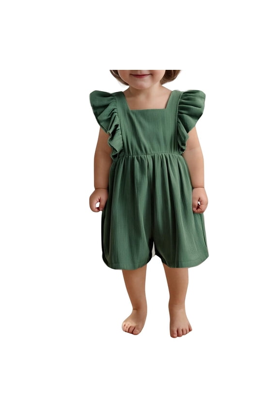 Summer Romper Shorts,Lightweight Athletic Yoga Pants,Elastic Waist Outdoor Activewear Jumpsuits (Toddler Girl's or Girl's),Sizes 6 Months-3 Years