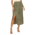 thumbnail image 1 of Akafmk Summer Womens Skirts,Maxi Skirts for Women Boho Vacation Flowy Skirts,Solid Color High Waisted A-Line Skirts Loose Fitting Vacation Beach Knee Length Skirts, 1 of 5