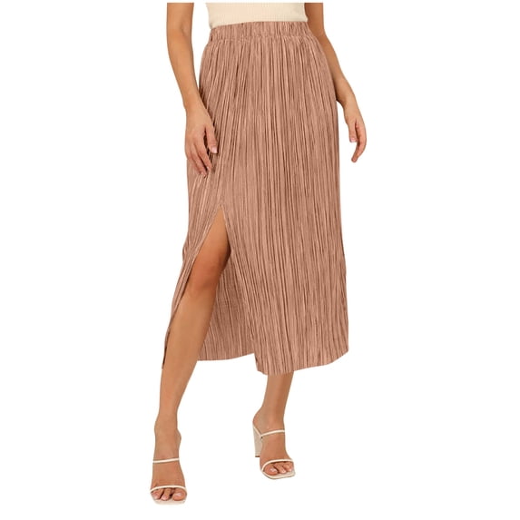 Akafmk Summer Womens Skirts,Maxi Skirts for Women Boho Vacation Flowy Skirts,Solid Color High Waisted A-Line Skirts Loose Fitting Vacation Beach Knee Length Skirts