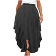 thumbnail image 1 of Akafmk Summer Womens Skirts,Tulles Multi-Layered Mesh Skirt,Solid Color Elastic High Waist Asymmetrical Skirts Loose Fitting Vacation Beach Long Skirts, 1 of 5