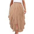 thumbnail image 1 of Akafmk Summer Womens Skirts,Tulles Multi-Layered Mesh Skirt,Solid Color Elastic High Waist Asymmetrical Skirts Loose Fitting Vacation Beach Long Skirts, 1 of 5