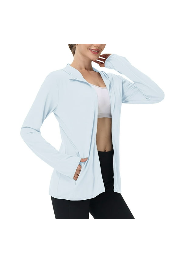 Sun Protection Jackets for Women,Hiking Athletic Jacket,Casual Hoodies Sweater Long Sleeve Hooded Lattice Splicing Shirts Pullover Sweatshirts Breathable Lightweight Outdoor Yoga Gym Jacket