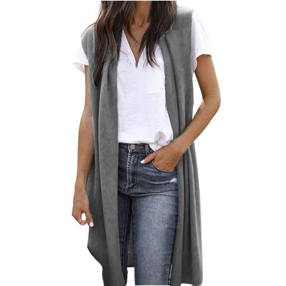 Akafmk Sweaters Vests for Women,Sleeveless Open Front Cardigan Sweater,Fashion Women Solid Coat Casual Sleeveless Top Long Cardigan Blouse Loose Fitting Vests Tops