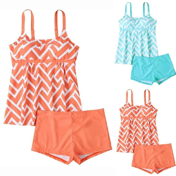 Akafmk Tankini Swimsuits for Women Loose Fitting Floral Printed Swim Tops with High Waisted Boyshorts Two Piece Bathing Suits Comfortable Athletic Swimwear, Sizes S-3XL