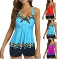 thumbnail image 1 of Akafmk Tankini Swimsuits for Women Loose Fitting Floral Printed Swim Tops with High Waisted Boyshorts Two Piece Bathing Suits Comfortable Athletic Swimwear, Sizes S-5XL, 1 of 5