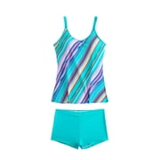 Akafmk Tankini Swimsuits for Women Loose Fitting Floral Printed Swim Tops with High Waisted Boyshorts Two Piece Bathing Suits Comfortable Athletic Swimwear, Sizes S-5XL