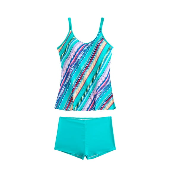 Akafmk Tankini Swimsuits for Women Loose Fitting Floral Printed Swim Tops with High Waisted Boyshorts Two Piece Bathing Suits Comfortable Athletic Swimwear, Sizes S-5XL