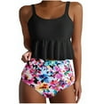 thumbnail image 1 of Akafmk Tankini Swimsuits for Women Two Piece Bathing Suits Loose Fitting Swim Tops with Floral Printed Swim Brief Comfortable Athletic Swimwear, Sizes S-2XL, 1 of 5