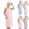 thumbnail image 1 of Akafmk Women's Bathrobe Absorbent Sleeveless Robe with Belt Pockets, Spa Sleepwear, 1 of 5