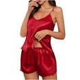 thumbnail image 1 of Akafmk Women's Cami Pajama Sets,Silk Pajamas for Women Set,Sleeveless Cami Sleep Tops and Sleepwear Shorts 2 Piece Loungewear Set Soft Comfy Nightwear, 1 of 3
