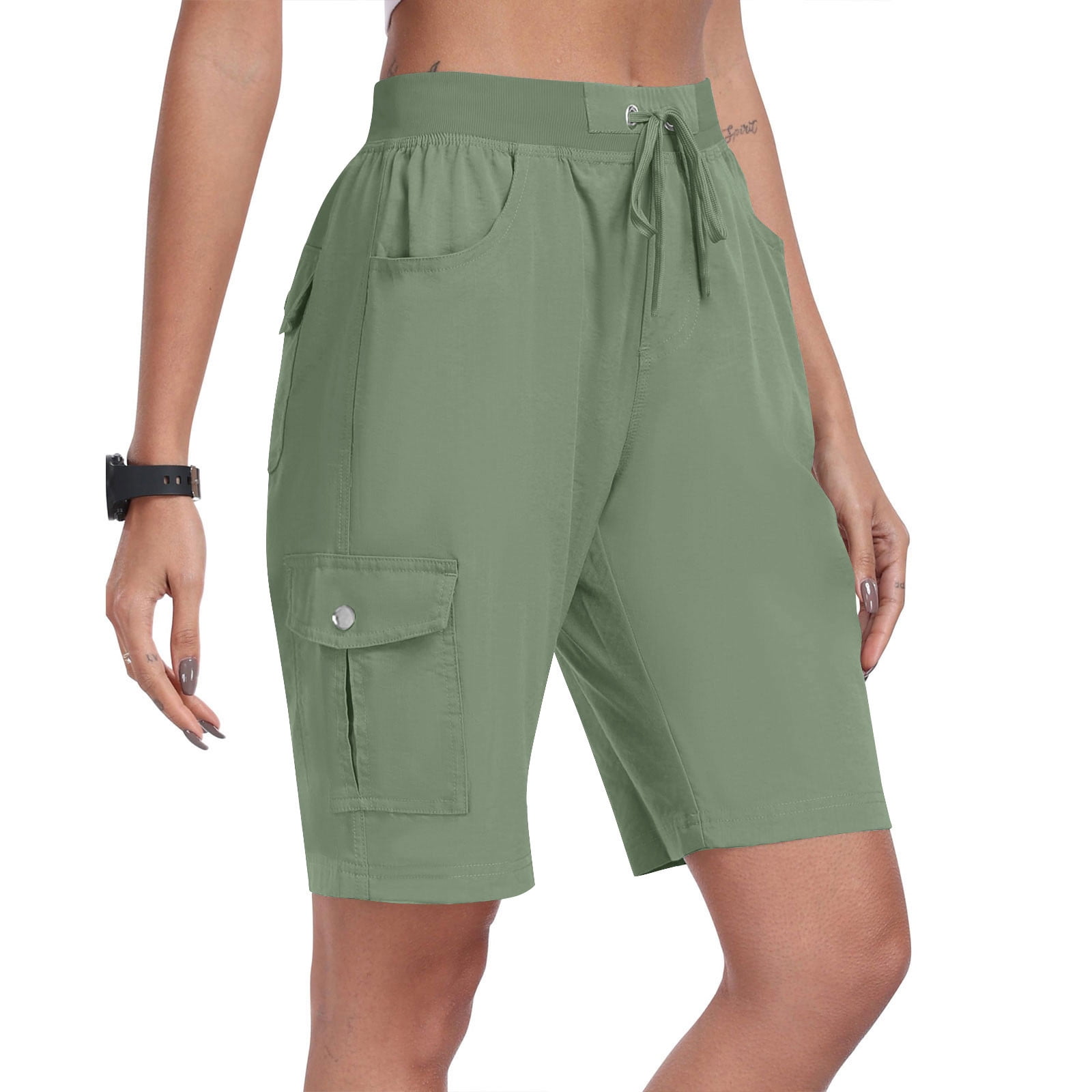 Akafmk Women's Cargo Shorts,Womens Solid Color Drawstring Pocket — free download