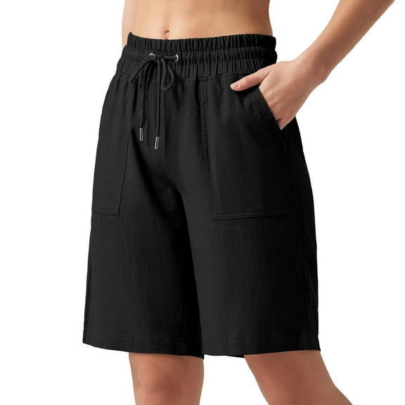 Akafmk Women's Casual Shorts,Women's Solid Color Casual Pocket Drawstring 5" Shorts Pants S