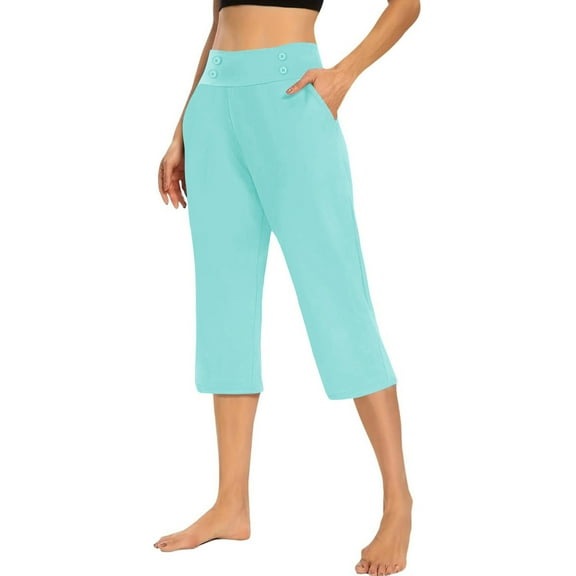 Akafmk Women's Casual Shorts,Womens Loose Pocket Button Waist Casual 7" Shorts Pants M