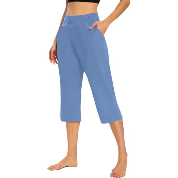 Akafmk Women's Casual Shorts,Womens Loose Pocket Button Waist Casual 7" Shorts Pants M