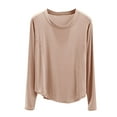 thumbnail image 1 of Akafmk Women's Long Sleeves Pajama Tops,Women's Cotton Sleepwear T-Shirt,Fashion Solid Color Round Neck Bottom Underwear Long Sleeve Pajama, 1 of 4