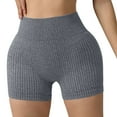 thumbnail image 1 of Akafmk Women's Ribbed Striped Shorts,Women's Ribbed High Waist Tight Solid Color Lined Workout Shorts Pants M, 1 of 4