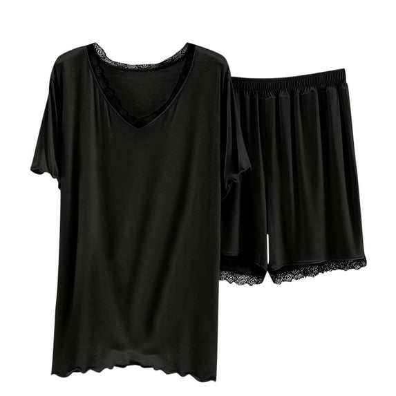 Akafmk Women's Short Sleeve Pajama Sets,Cotton Pajamas for Women Set,Short Sleeve Sleep Tops and Sleepwear Shorts 2 Piece Loungewear Set Soft Comfy Nightwear