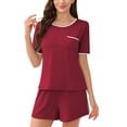 thumbnail image 1 of Akafmk Women's Short Sleeve Pajama Sets,Cotton Pajamas for Women Set,Short Sleeve Sleep Tops and Sleepwear Shorts 2 Piece Loungewear Set Soft Comfy Nightwear, 1 of 4