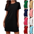 thumbnail image 1 of Akafmk Women's Short Sleeve T-Shirt Nightgown, Soft Cotton Loose Fitting Crew Neck Sleep Dress for Summer, Sizes S-XXL, 1 of 6