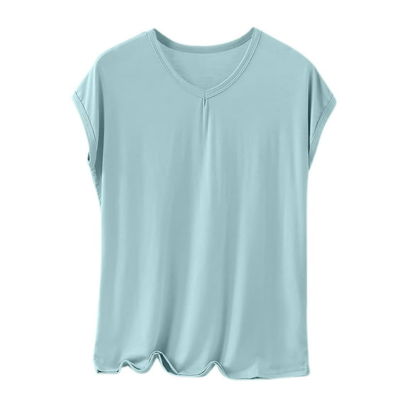 Akafmk Women's Short Sleeves Pajama Tops,Women's Cotton Sleepwear T-Shirt,Fashion Solid Color Round Neck Bottom Underwear Long Sleeve Pajama