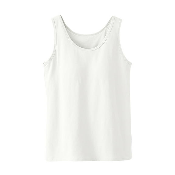 Akafmk Women's Sleeveless Tank Pajama Tops,Women's Cotton Sleepwear T-Shirt,Fashion Solid Color Round Neck with Chest Cushion Thin Sleeveless for Outerwear Short Nightgown
