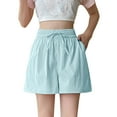 thumbnail image 1 of Akafmk Women's Summer Ice Silk Shorts,Women's Summer Lightweight Comfortable Cool Feeling Quickly Dry Side Pocket Wide Leg Elastic Drawstring 5" Shorts Pants XXL, 1 of 4
