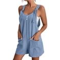 thumbnail image 1 of Akafmk Women's Summer Romper,Womens Summer Solid Color Sleeveless Short Casual Romper Shorts Pants S, 1 of 3